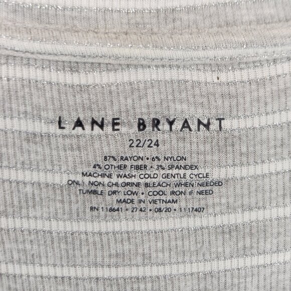 #215 3/$18 - Lane Bryant Gray/White V Neck Long Sleeve Top Size 22/24 (3X) - Picture 4 of 4